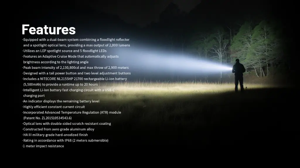 Nitecore Flashlight P40 - Ultra Long Distance Dual Beam LEP