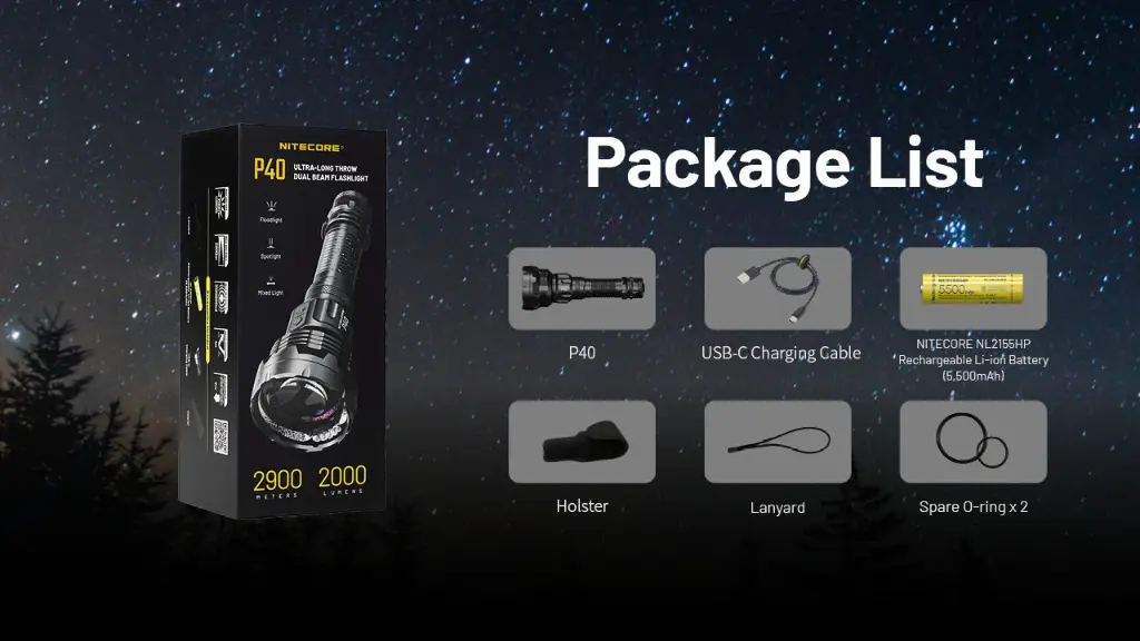 Nitecore Flashlight P40 - Ultra Long Distance Dual Beam LEP