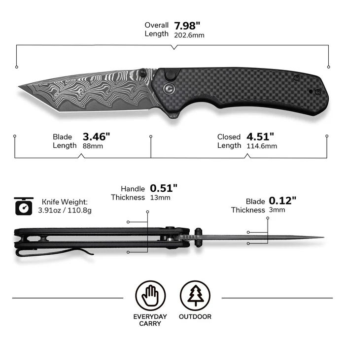 CIVIVI Brazen Carbon Fiber - Damascus 
