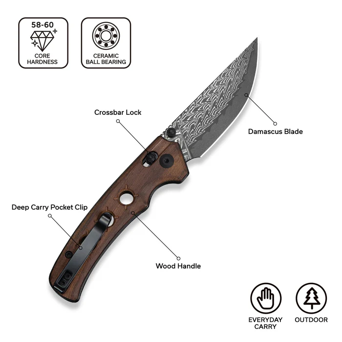 CIVIVI Noctis Guibourtia Wood - Damascus 
