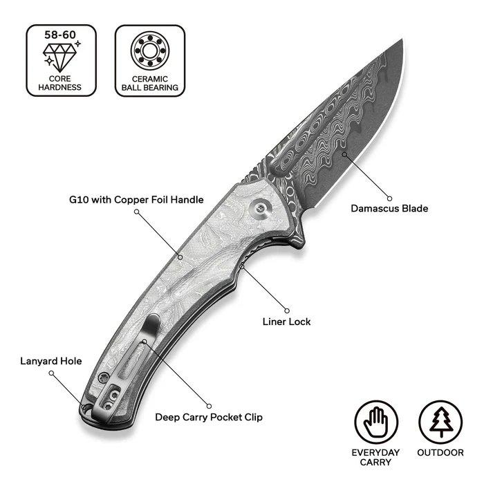 CIVIVI Voidflare Aluminum Foil - Damascus 