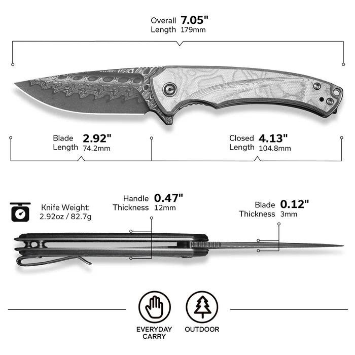 CIVIVI Voidflare Aluminum Foil - Damascus 