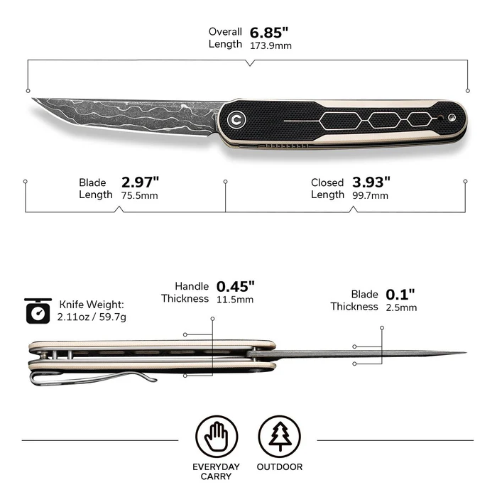 CIVIVI KwaiQ Flipper Knife G10 Handle