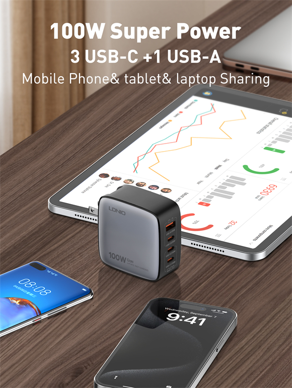 LDNIO 100W Home Charger Q408 - Black