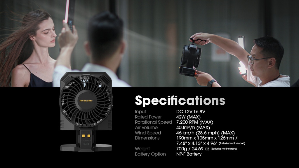 Nitecore Cinewind CW30 ( with two NP-F970 Battery )