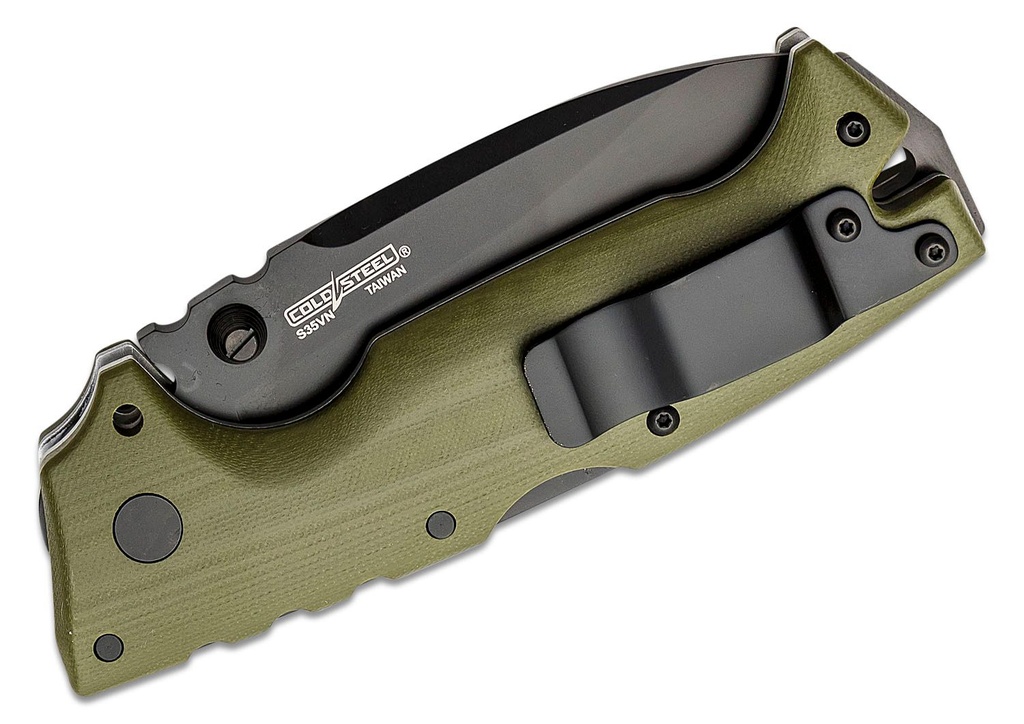 Cold Steel Ad-10 Black Drop Point Blade, Contoured OD Green G10 Handles