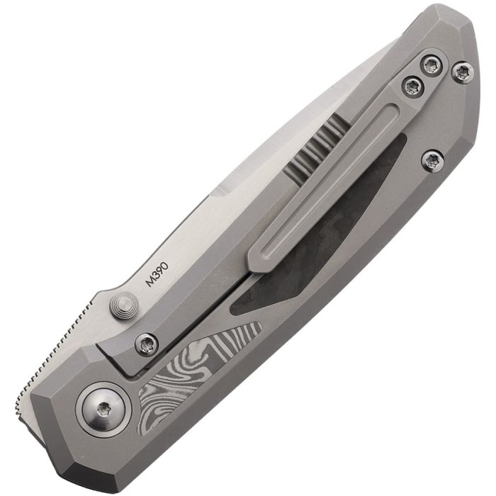 Pena Mula Tanto Black camo Fat carbon fiber and Damasteel inlay