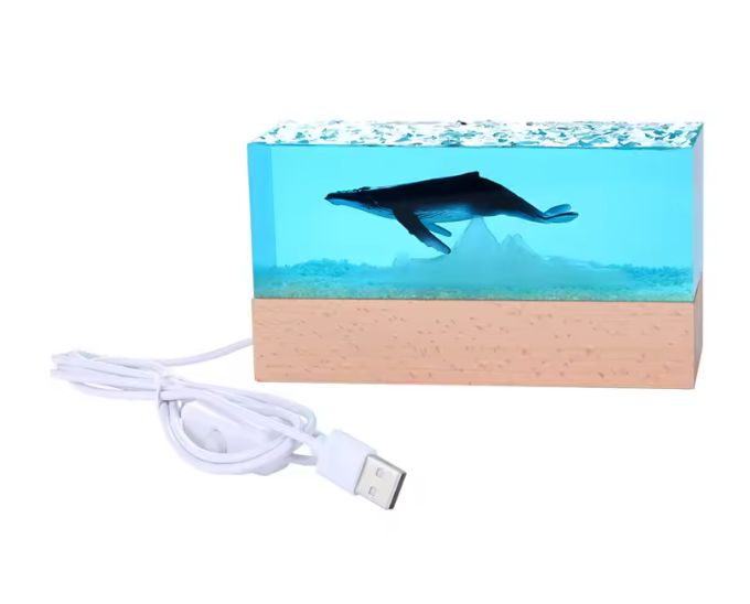 Resin Humpback Whale +Wood Base with Light (copy)