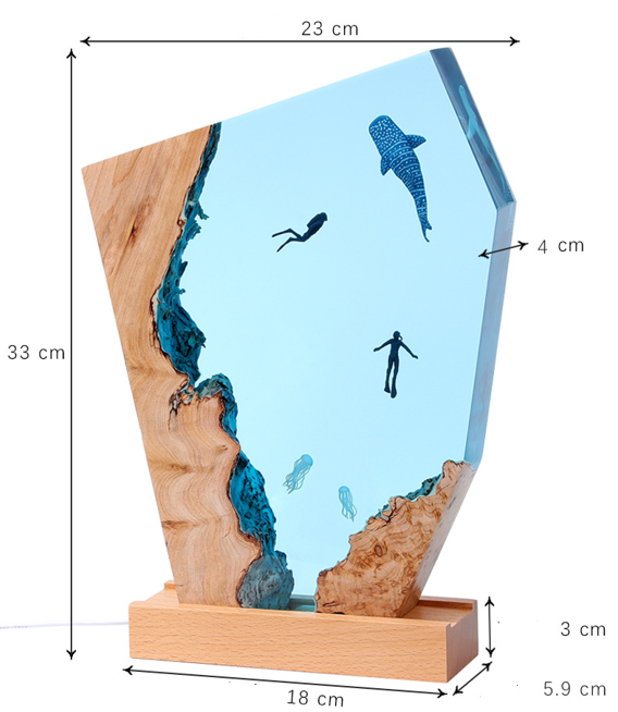 Resin LED Light Set Divers and Shark Large