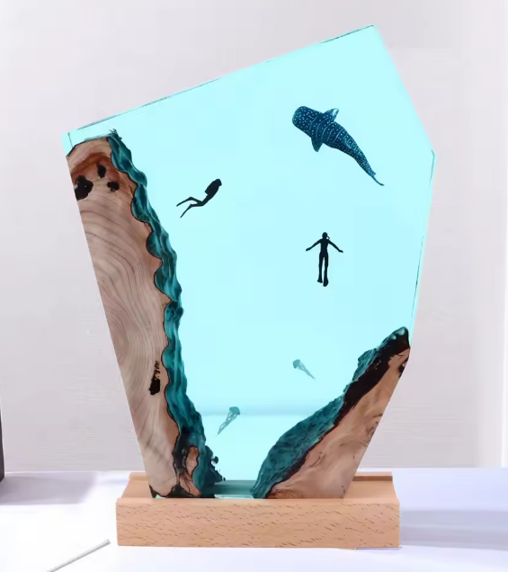 Resin LED Light Set Divers and Shark Large