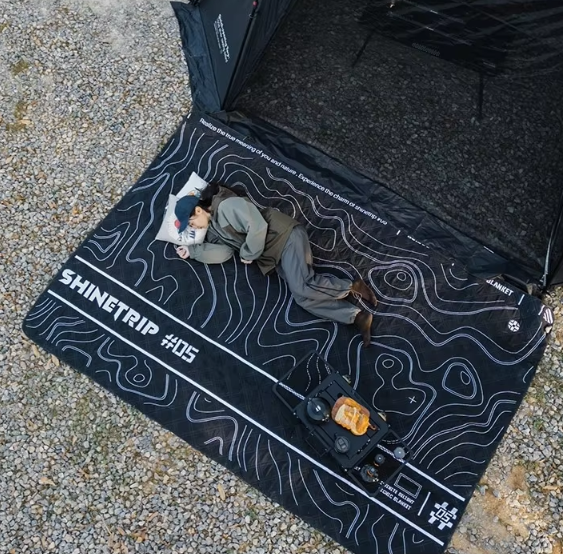 Shine trip Tactical Picnic Blanket Black - Small