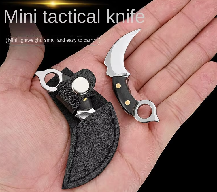 Mini Folding Keychain Knife Gold Handle