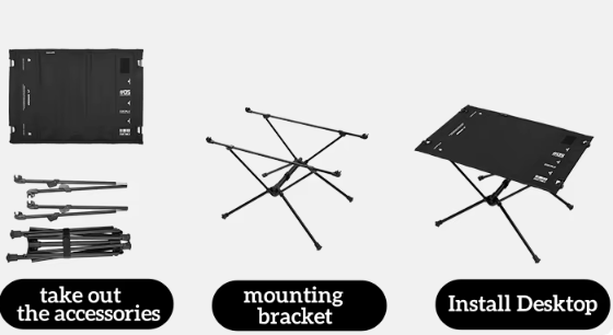 Shine trip Tactical Folding Cloth Table - Black