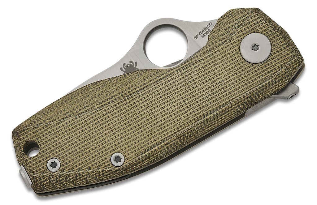 Spyderco SPYNANO GREEN CANVAS  MICARTA/ TITANIUM M398