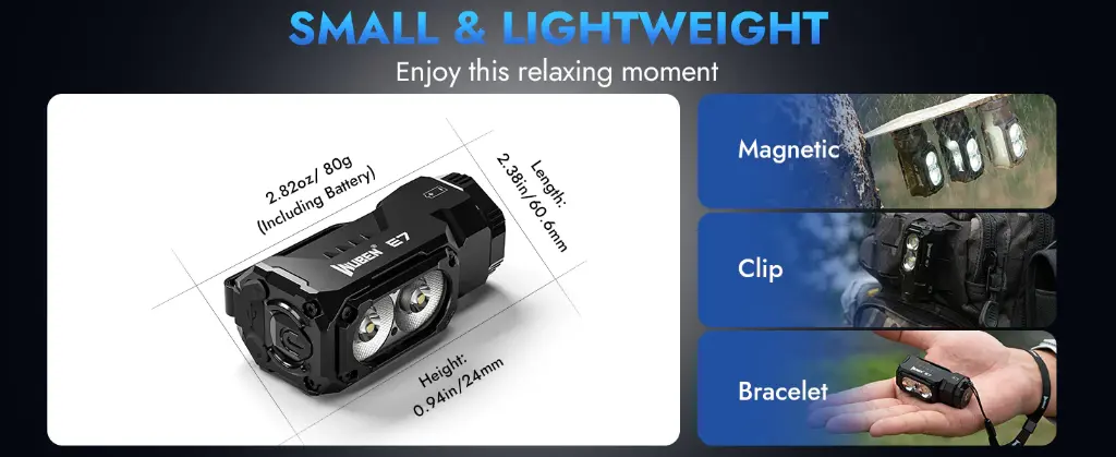 Wuben E7 Multi-functional EDC Flashlight 1800 Lumens- Black