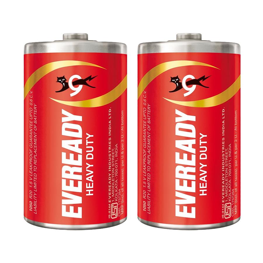 Eveready Carbon Zinc D Size Battery1050 R20, 2 pcs