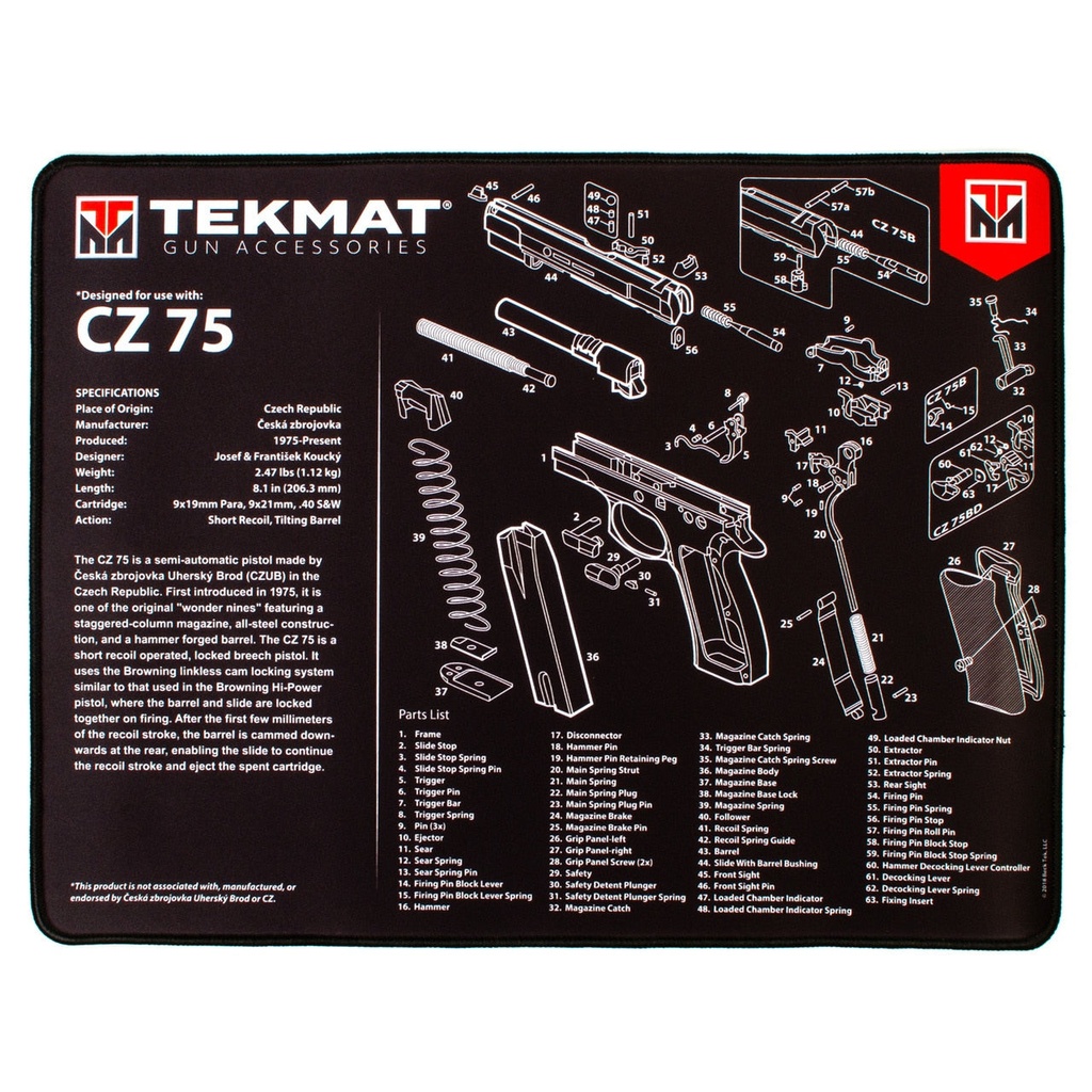 Tekmat CZ 75 Ultra Premium Gun Cleaning Mat