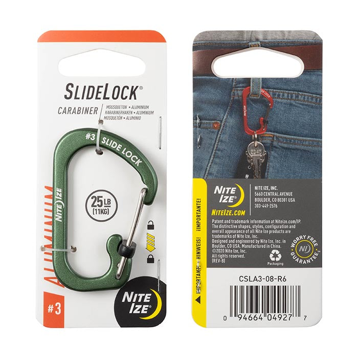 Nite Ize SlideLock® Carabiner Aluminum #3 (Olive)