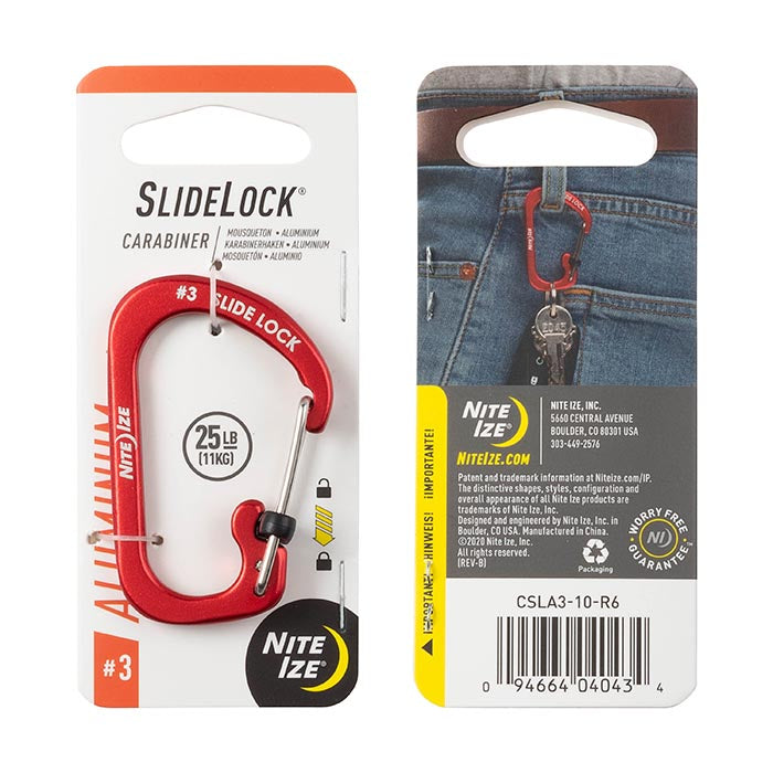 Nite Ize SlideLock® Carabiner Aluminum #3 (Red)