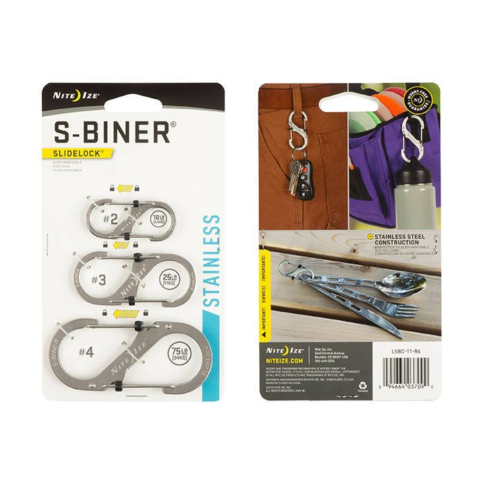 Nite Ize S-Biner SlideLock Set #2, #3, #4 - Stainless Steel