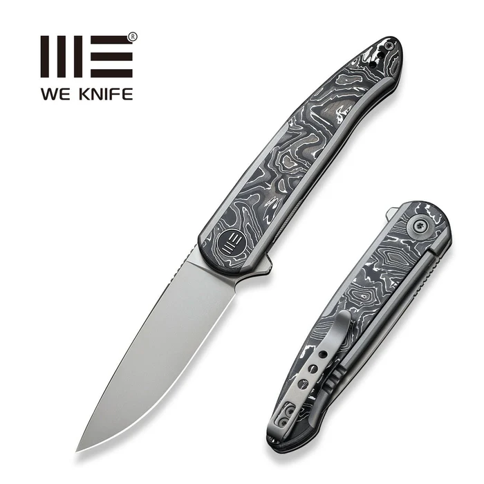 WE KNIFE Smooth Sentinel Flipper Knife Titanium & Carbon Fiber Handle