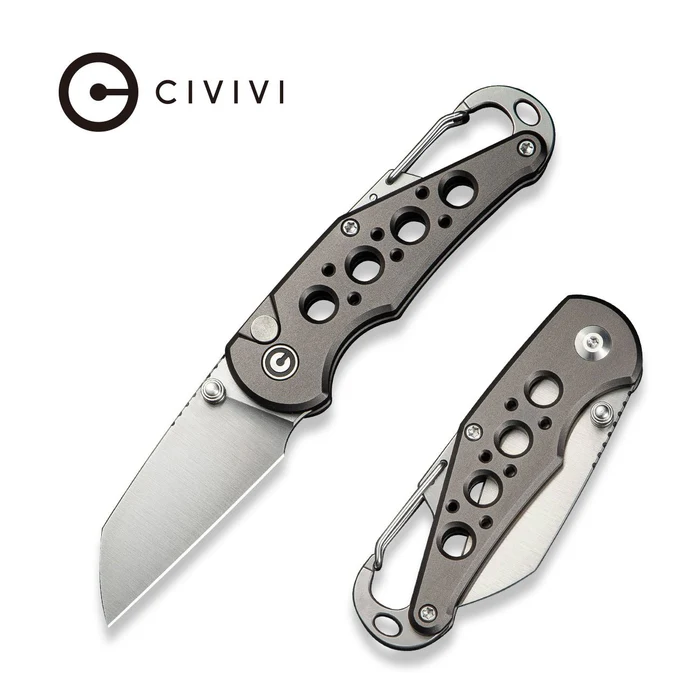 CIVIVI Pragma Thumb Stud & Button Lock Knife Aluminum Handle With S/S Carabiner & Bottle Opener