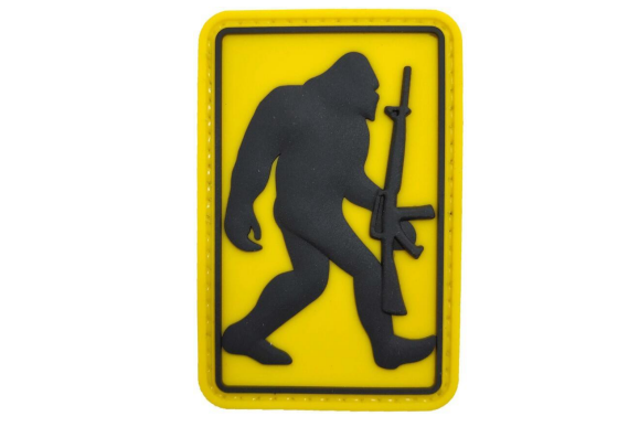 Tsno Tactical Bigfoot with Rifle PVC Patch Yellow Background and Black
