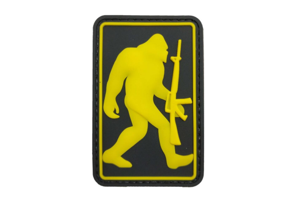 Tsno Tactical Bigfoot with Rifle PVC Patch Black Background and Yellow