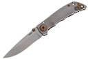 Spartan Blades Harsey Folder 3.25 - S45VN Stonewashed Blade - Satin Titanium - Bronze Hardware