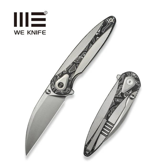 WE KNIFE Zenthra Grey Titanium With Aluminum Foil Carbon Fiber Inley