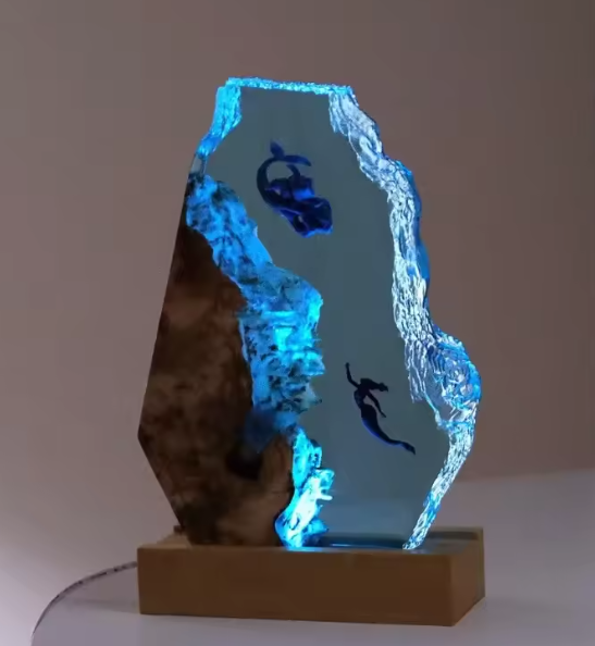 Resin LED Light Set Mermaid, jellyfish turtle