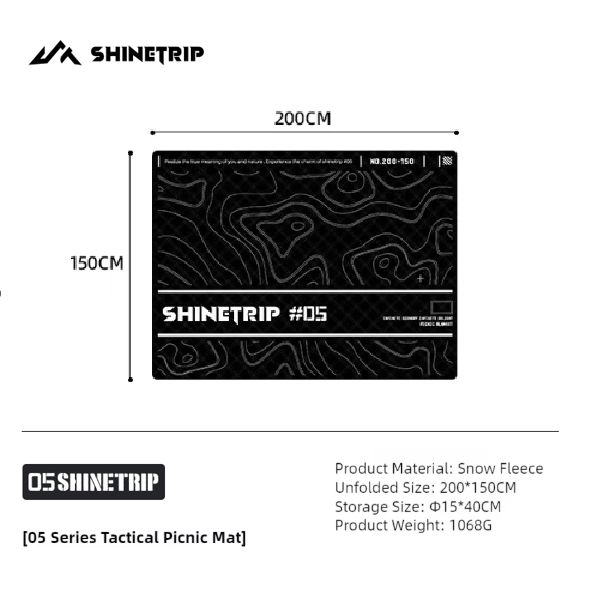 Shine trip Tactical Picnic Mat Black - Small