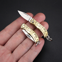 Mini Folding Keychain Knife Gold Handle