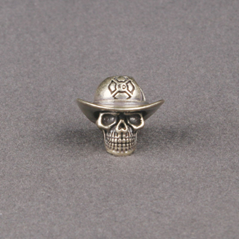 Beads Skull With Hat - Silver