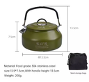 Wellhike Stainless Steel Kettle 0.8L - OD Green