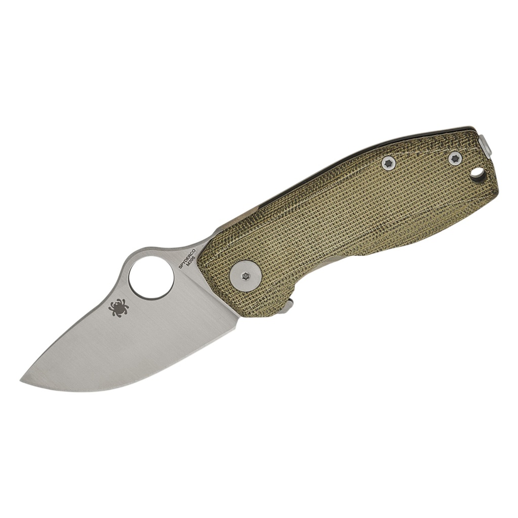 Spyderco SPYNANO GREEN CANVAS  MICARTA/ TITANIUM M398