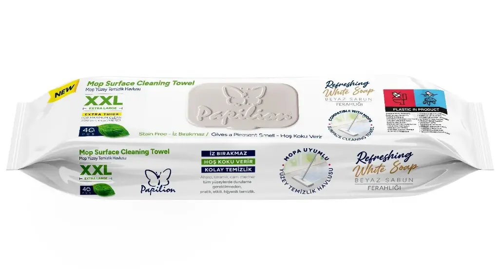 Papilion Mop Surface Cleaning Towel 40 pcs - White Soap