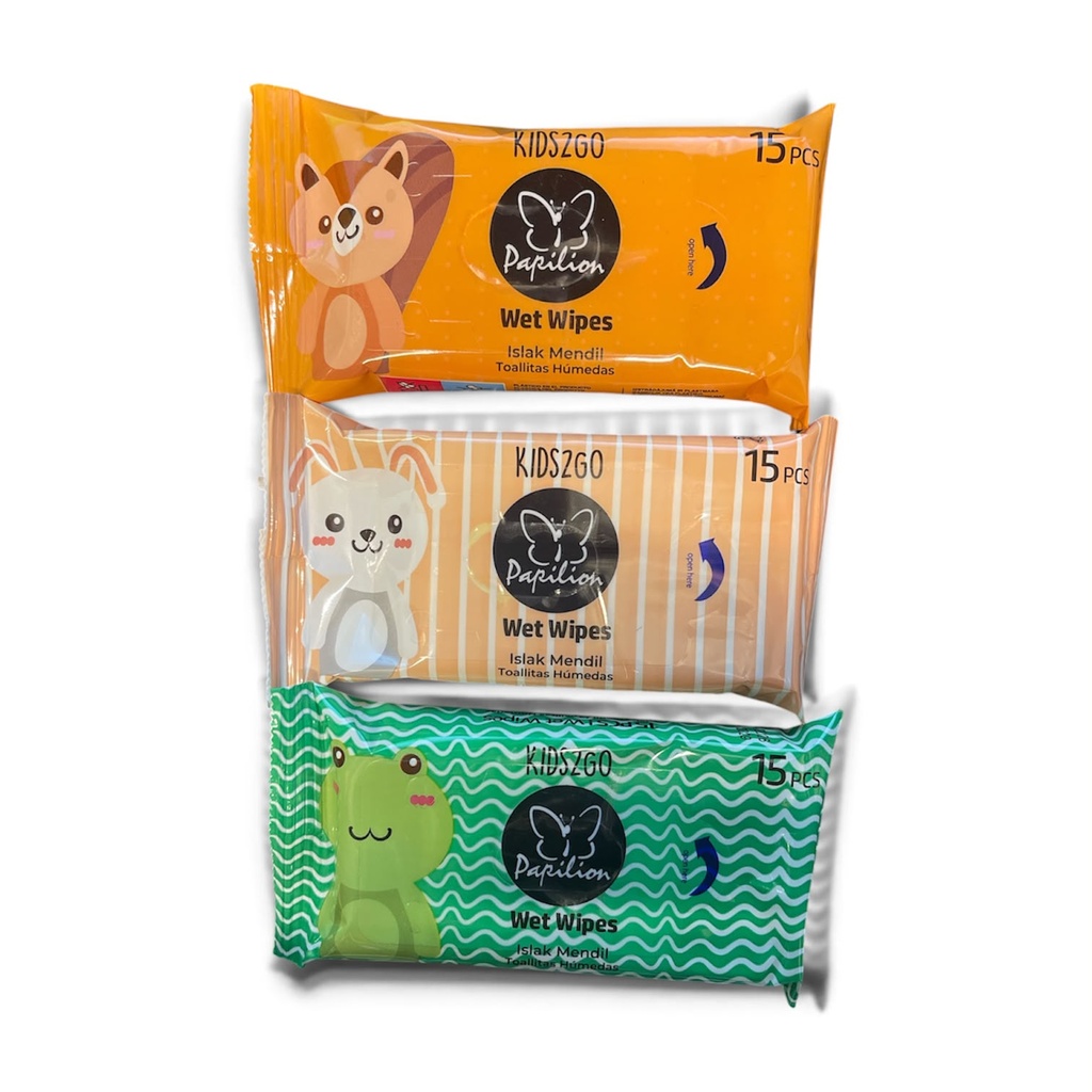 Papilion Kids 2 Go Wet Wipes 15 pcs 