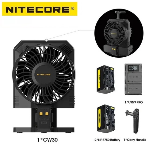 [CW30-2XNP-F750-Handle] Nitecore Cinewind CW30 (with two NP-F750 Battery and Handle)